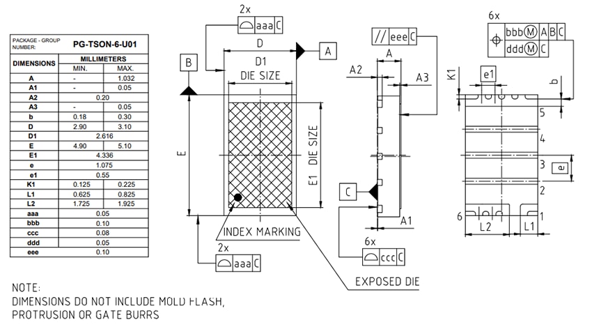 Disegno meccanico - Infineon Technologies Transistori G3 CoolGaN™